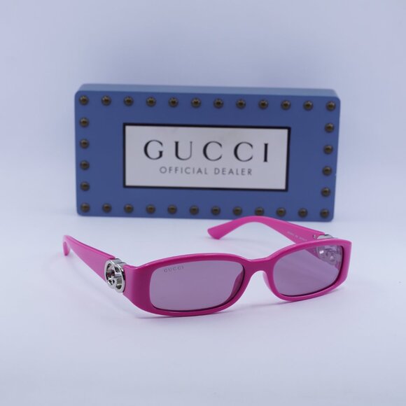 Gucci GG1661S 004 Rectangle Sunglasses - Fuchsia - Picture 4 of 10